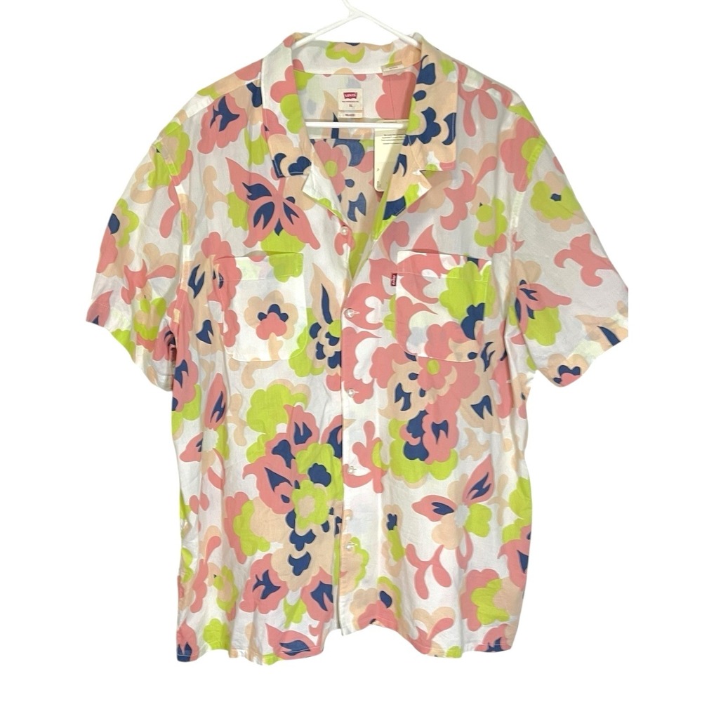NEW Levi's XL‎ Floral Button Down Shirt Relaxed Fit Short Sleeve Tropical